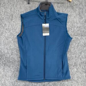 Fossa Apparel Vest Womens Medium Bonded Soft Shell Blue Full Zip Fleece Lined